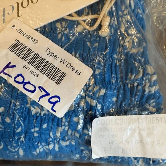 NEW! Cool Change Stevie Dress Meadow Print Cobalt Vanilla Ruched Size Small - Picture 11 of 11